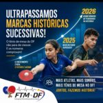 Federação de Tênis de Mesa do Distrito Federal volta a bater recorde de atletas federados em 2026